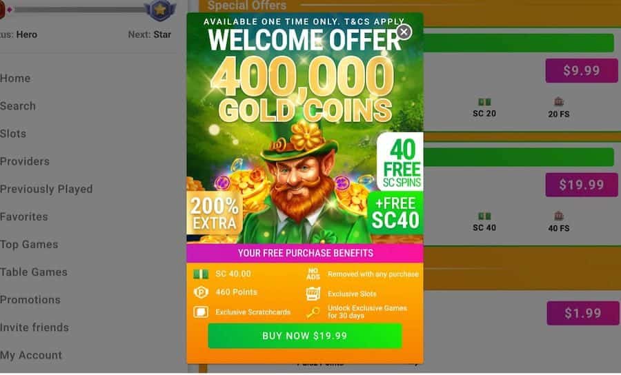 Sweepstakes bingo site with free games and coin rewards