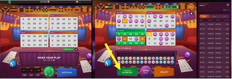 Fast-paced sweepstakes bingo with coins and prize potential