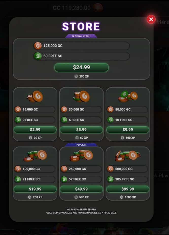 Lonestar Casino first purchase bonuses