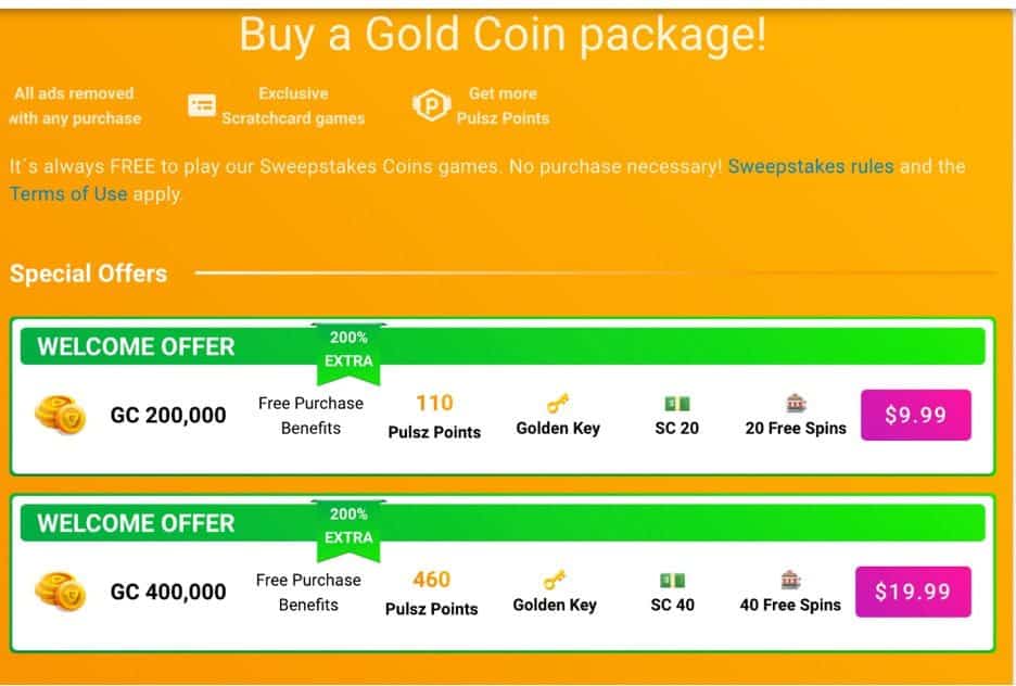 Pulsz Casino first purchase bonuses