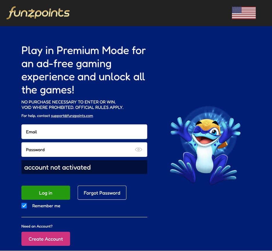 Funzpoints social casino homepage showing slot games, bonus features, and sweepstakes coin rewards