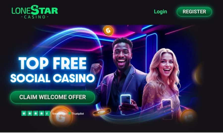 LoneStar Casino dashboard featuring slot games, daily rewards, and sweepstakes bonuses similar to Yay Casino